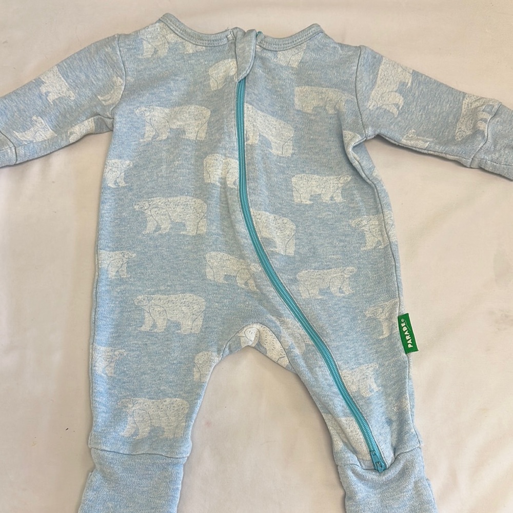 PARADE - Canadian - organic cotton - blue & White Polar Bear Footie/sleeper
